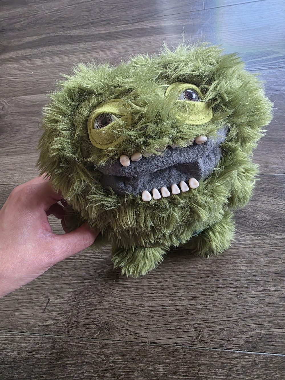 Fuggler Green Shaggy Monster Plush Collectible Teeth 9"